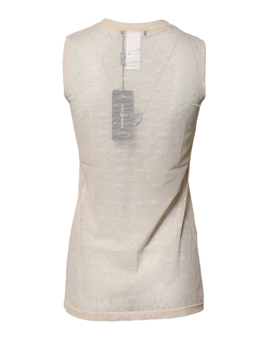 Dolce & Gabbana Ivory Nylon Logo See Through Sleeveless Tank Top by Dolce & Gabbana