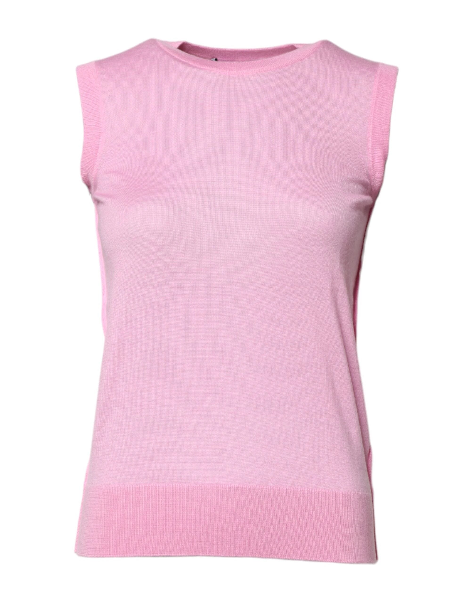 Dolce & Gabbana Pink Cashmere Round Neck Sleeveless Tank Top by Dolce & Gabbana