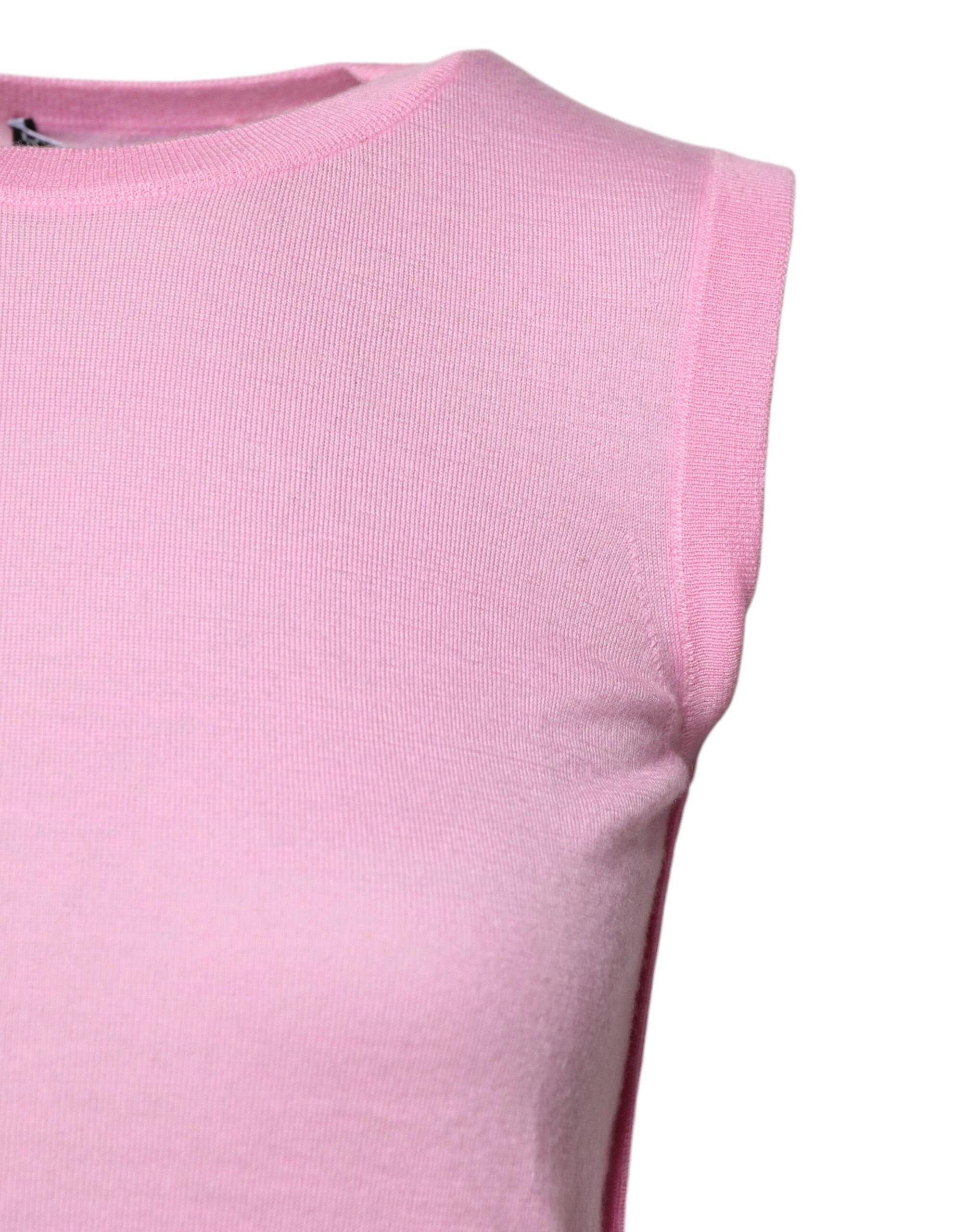 Dolce & Gabbana Pink Cashmere Round Neck Sleeveless Tank Top by Dolce & Gabbana
