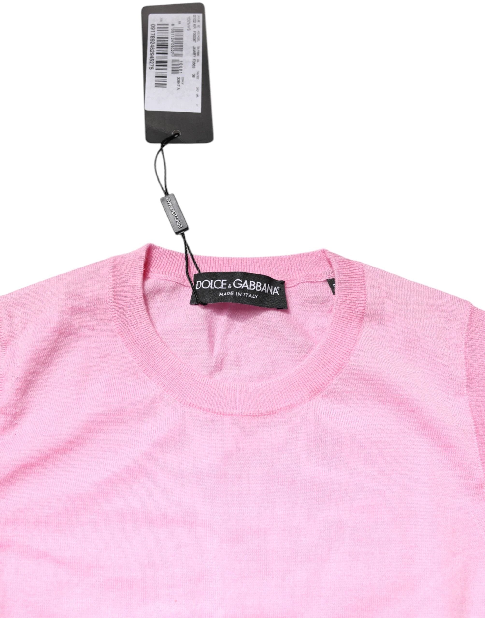 Dolce & Gabbana Pink Cashmere Round Neck Sleeveless Tank Top by Dolce & Gabbana