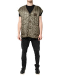 Dolce & Gabbana Brown Logo Plaque Quilted Vest Jacket by Dolce & Gabbana