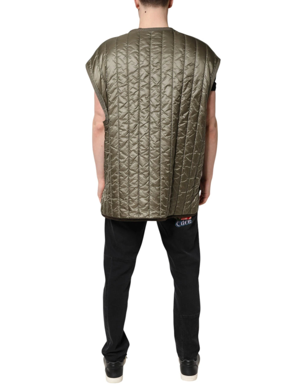 Dolce & Gabbana Brown Logo Plaque Quilted Vest Jacket by Dolce & Gabbana