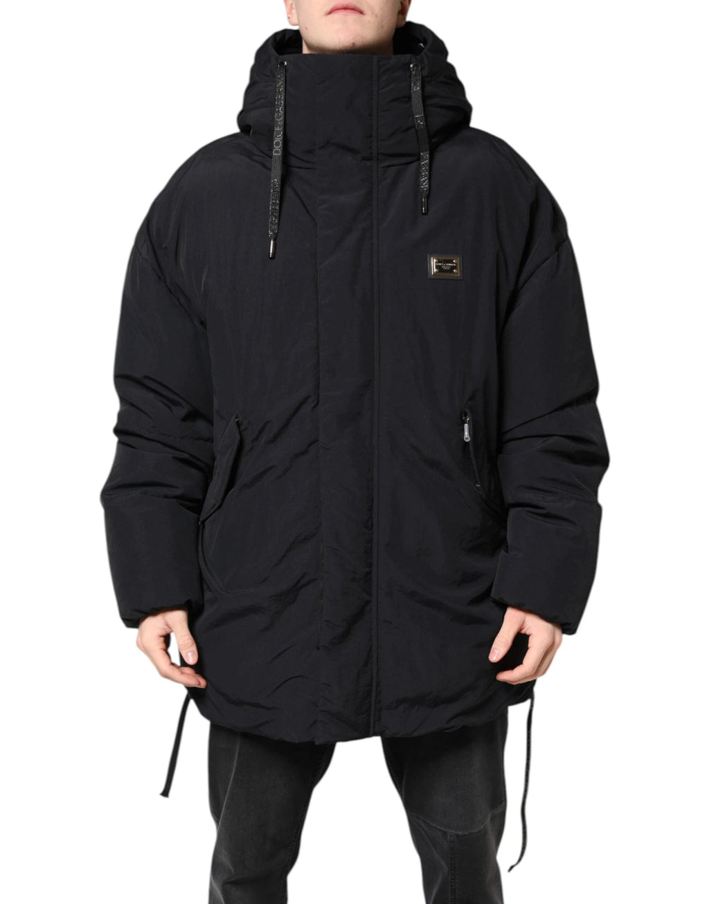 Dolce & Gabbana Black Nylon Full Zip Hooded Parka Jacket by Dolce & Gabbana