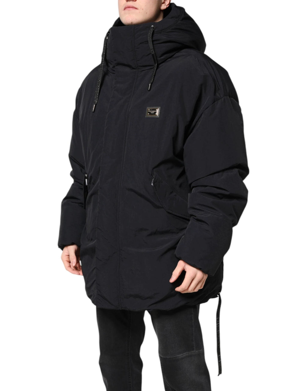 Dolce & Gabbana Black Nylon Full Zip Hooded Parka Jacket by Dolce & Gabbana