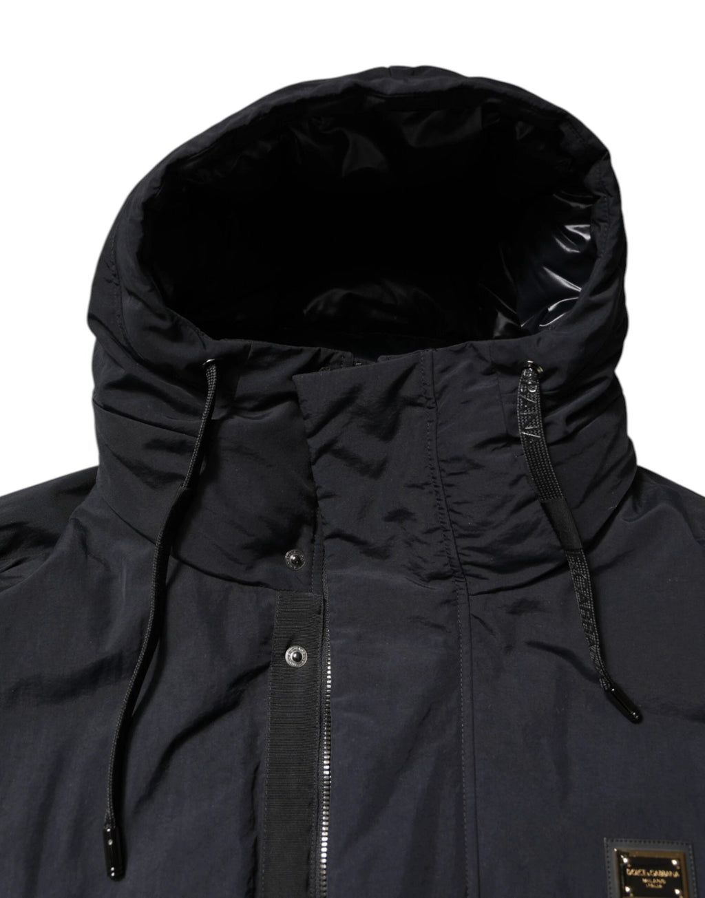 Dolce & Gabbana Black Nylon Full Zip Hooded Parka Jacket by Dolce & Gabbana