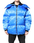 Dolce & Gabbana Blue Logo Full Zip Hooded Quilted Jacket by Dolce & Gabbana