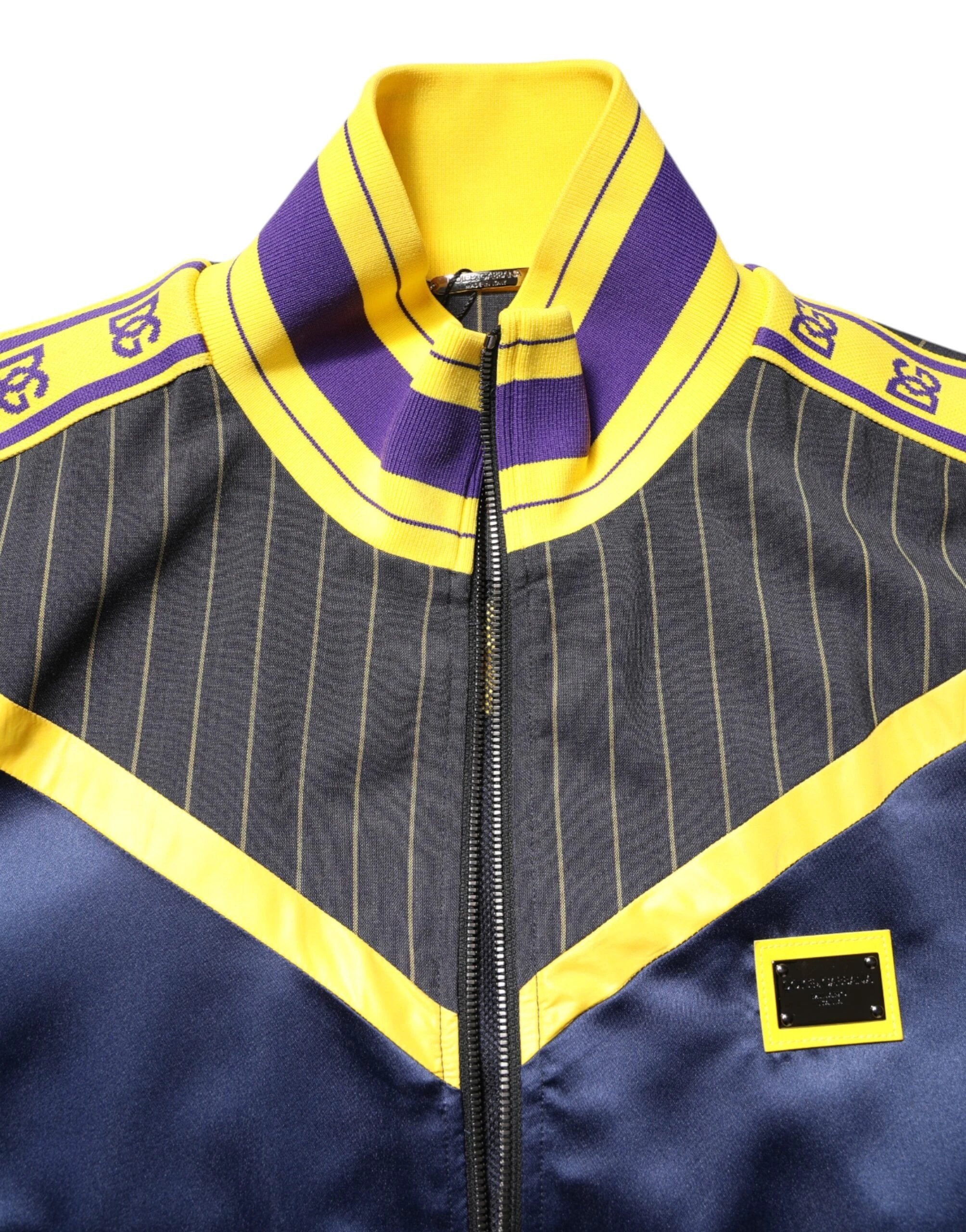 Dolce & Gabbana Black Striped Logo Full Zip Bomber Jacket by Dolce & Gabbana