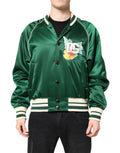 Dolce & Gabbana Green Floral DG Logo Full Zip Bomber Jacket by Dolce & Gabbana