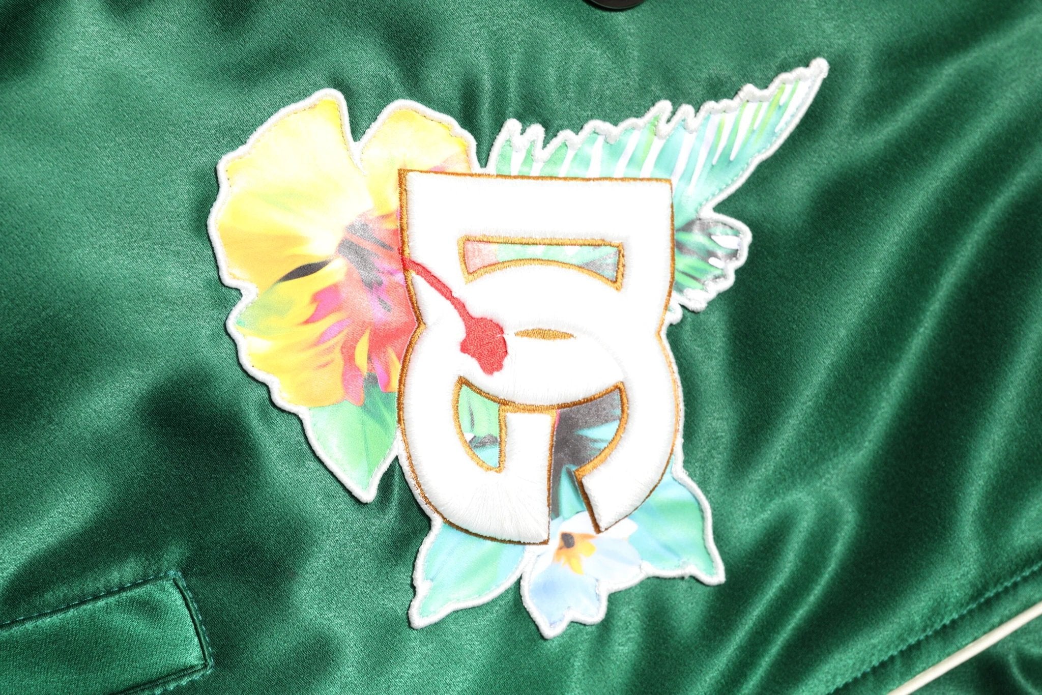 Dolce & Gabbana Green Floral DG Logo Full Zip Bomber Jacket by Dolce & Gabbana