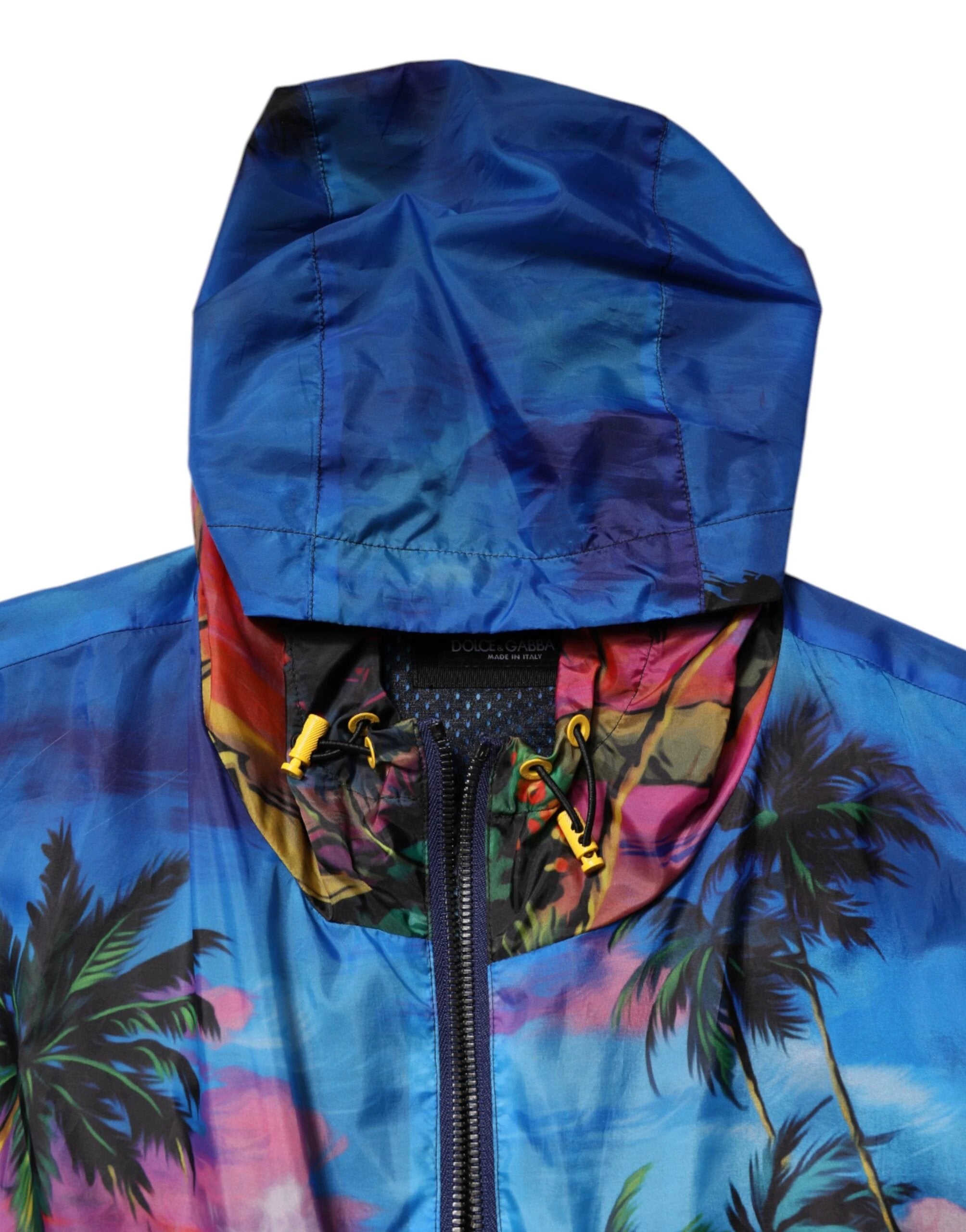 Dolce & Gabbana Multicolor Print Hooded Windbreaker Jacket by Dolce & Gabbana