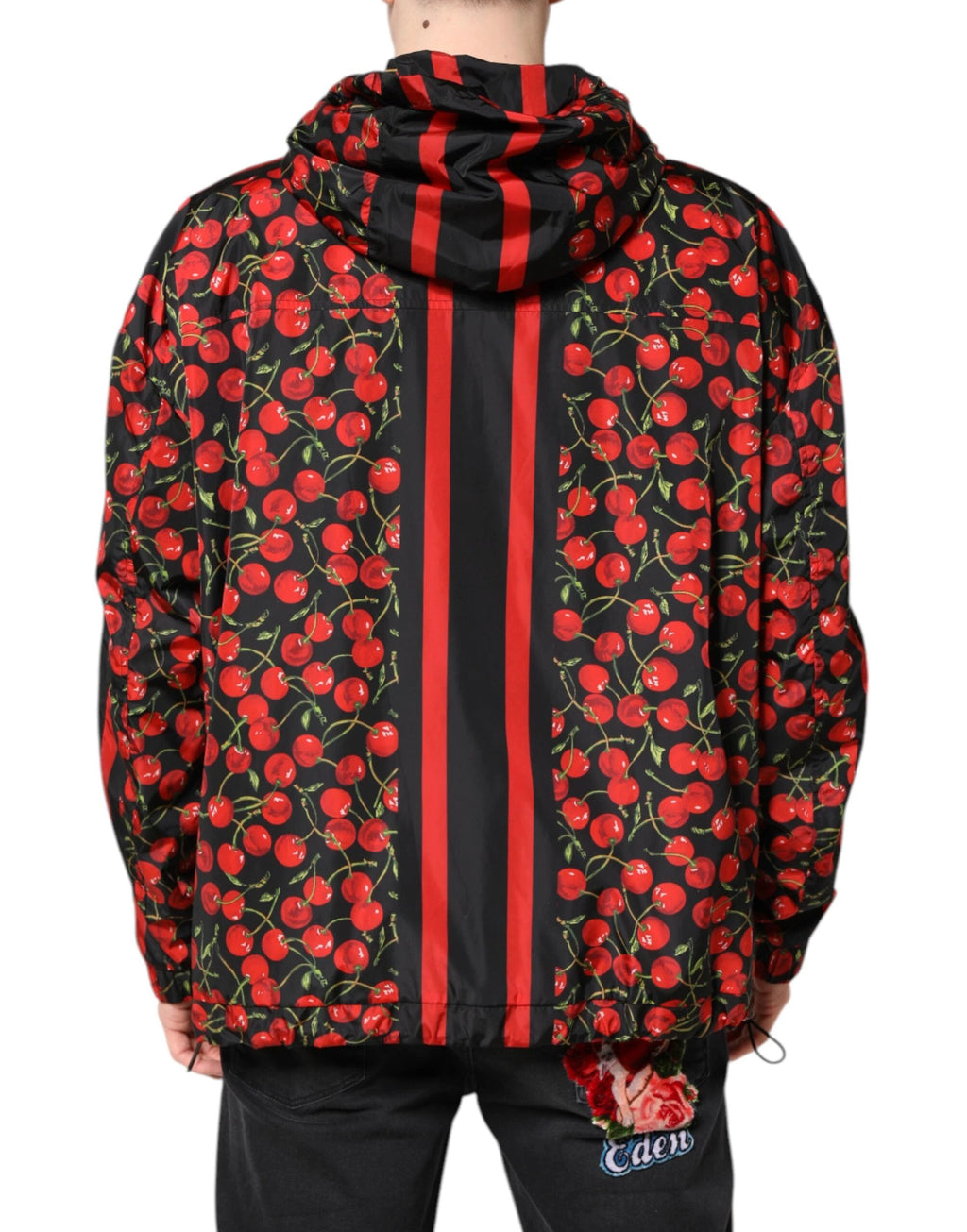 Dolce & Gabbana Black Cherry Print Hooded Windbreaker Jacket by Dolce & Gabbana