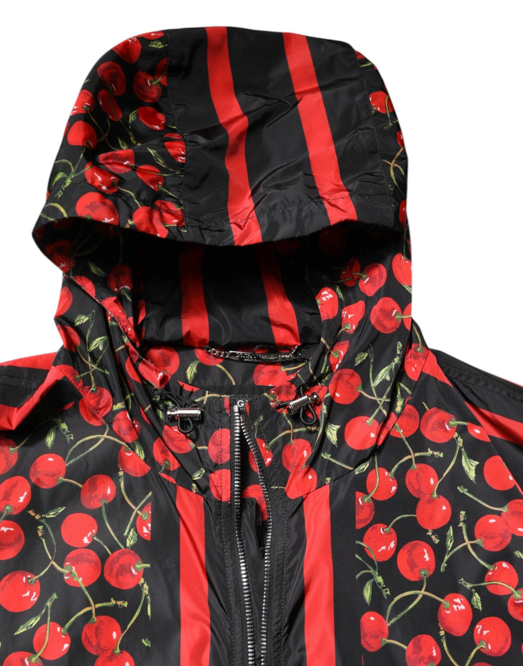 Dolce & Gabbana Black Cherry Print Hooded Windbreaker Jacket by Dolce & Gabbana