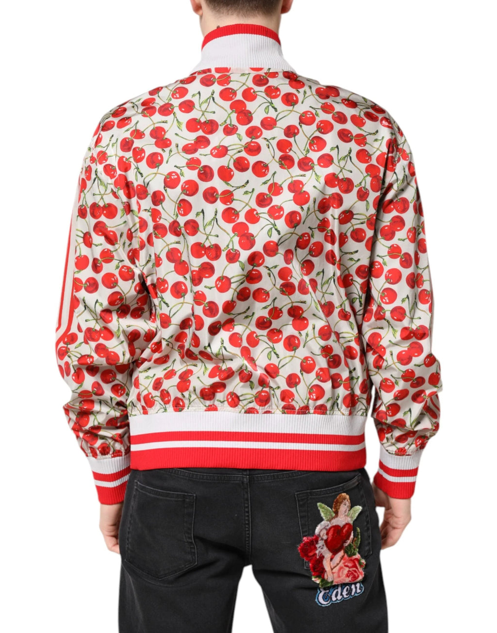 Dolce & Gabbana White Cherry Print Full Zip Bomber Jacket by Dolce & Gabbana