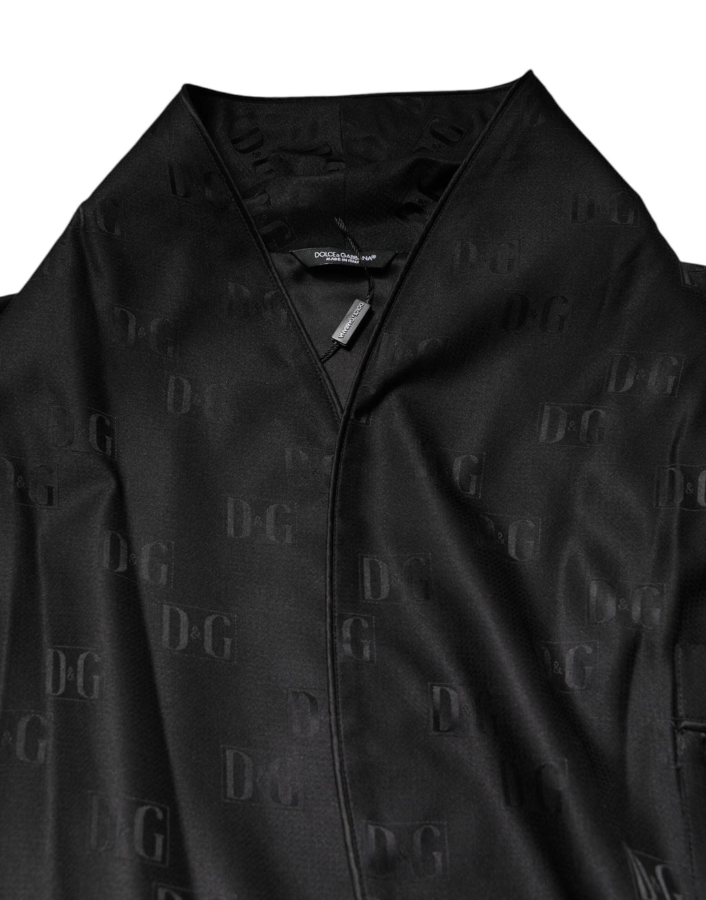 Dolce & Gabbana Black Silk DG Logo Men Wrap Robe Coat Jacket by Dolce & Gabbana