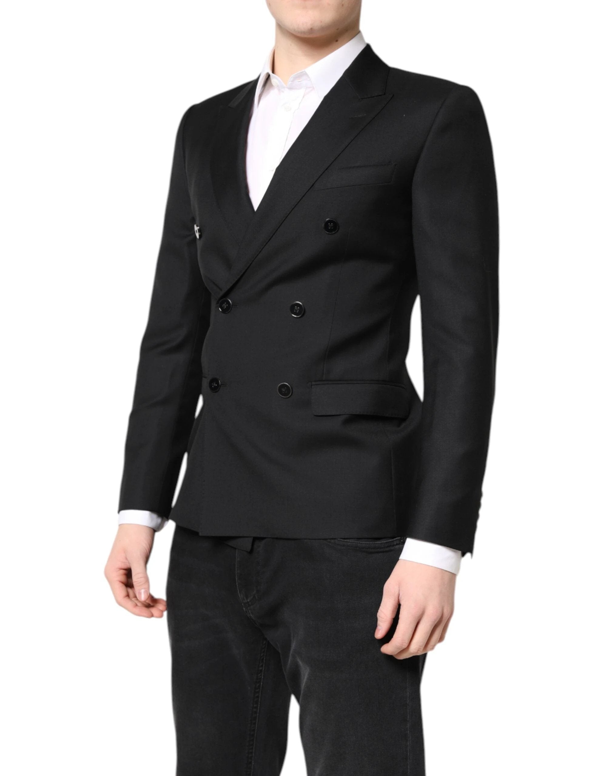Dolce & Gabbana Black MARTINI Double Breasted Coat Blazer by Dolce & Gabbana