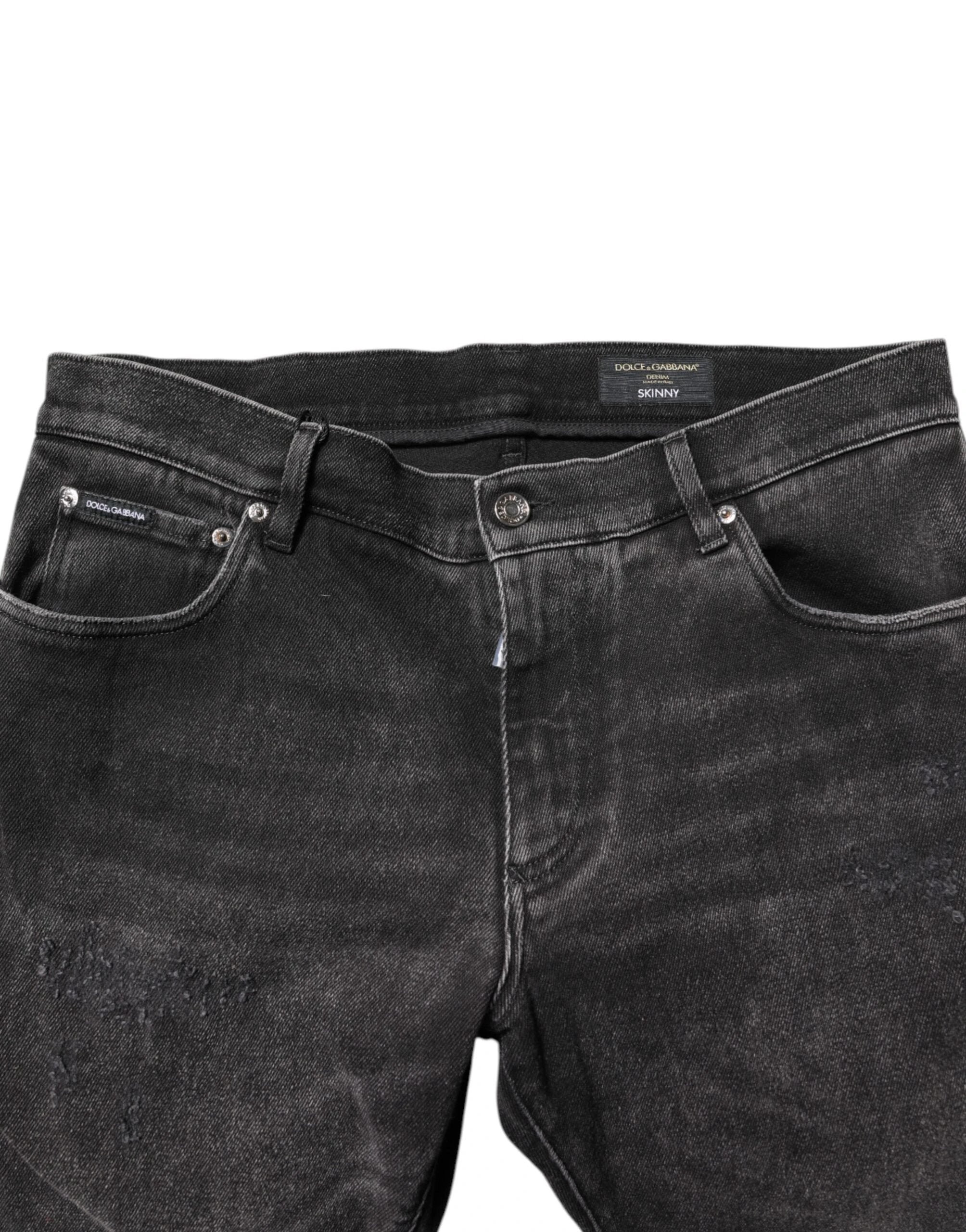 Dolce & Gabbana Gray Washed Cotton Skinny Denim Jeans by Dolce & Gabbana