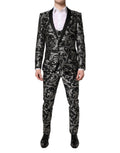 Dolce & Gabbana Black Gray MARTINI Jacquard Men 3 Piece Suit by Dolce & Gabbana