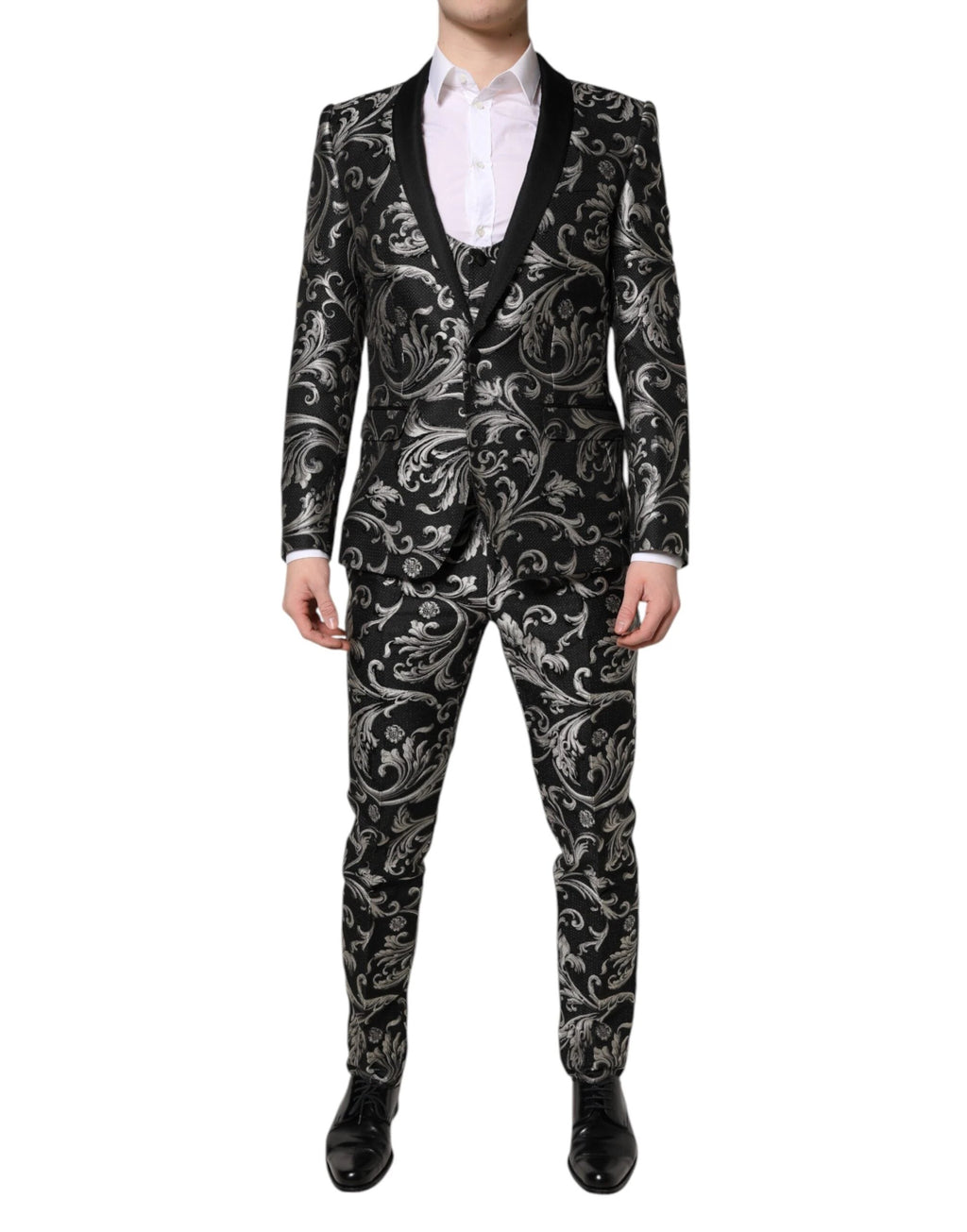 Dolce & Gabbana Black Gray MARTINI Jacquard Men 3 Piece Suit by Dolce & Gabbana