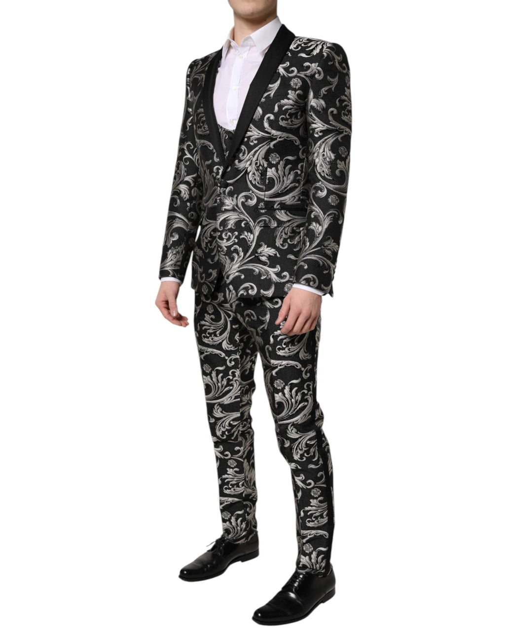 Dolce & Gabbana Black Gray MARTINI Jacquard Men 3 Piece Suit by Dolce & Gabbana