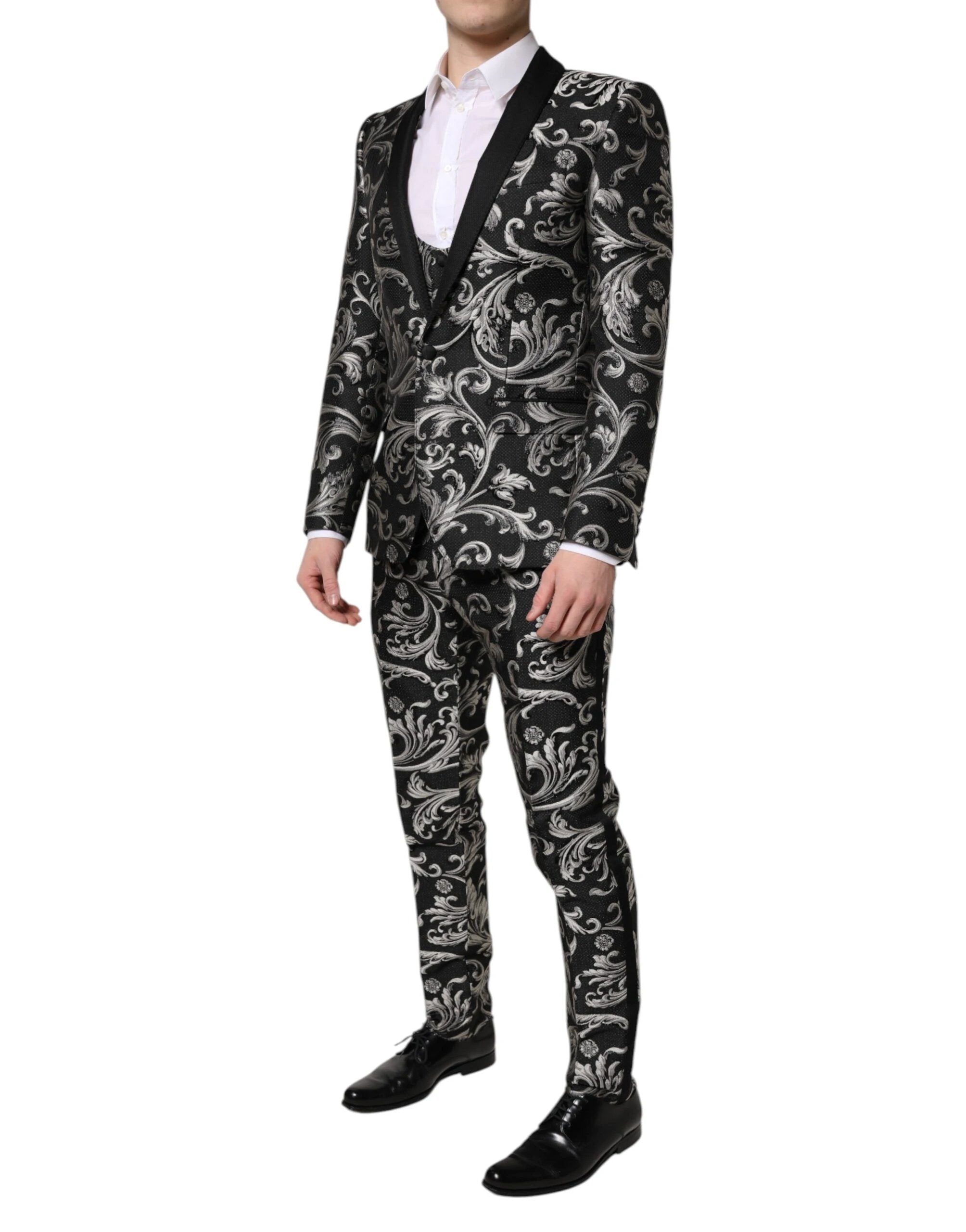 Dolce & Gabbana Black Gray MARTINI Jacquard Men 3 Piece Suit by Dolce & Gabbana