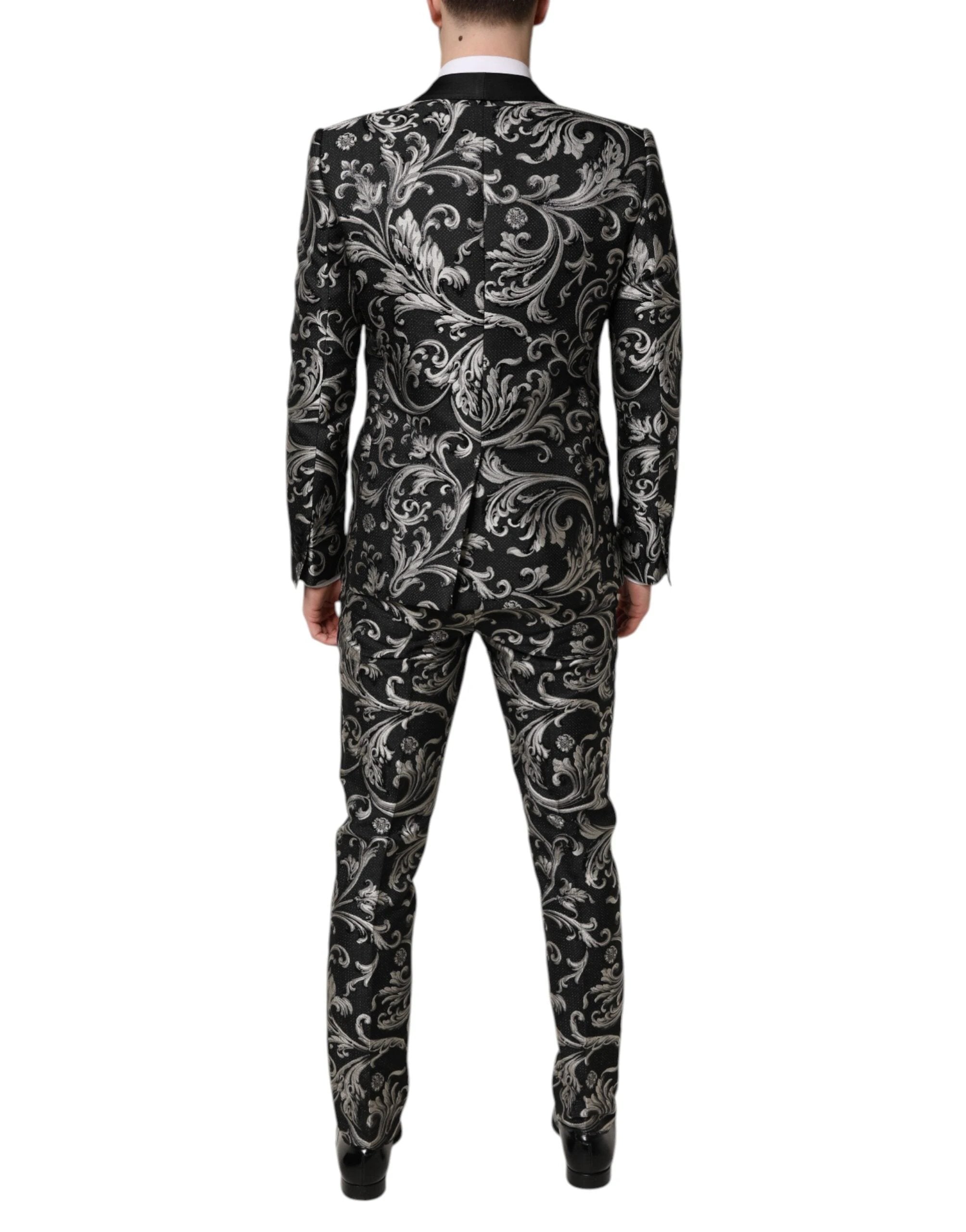 Dolce & Gabbana Black Gray MARTINI Jacquard Men 3 Piece Suit by Dolce & Gabbana