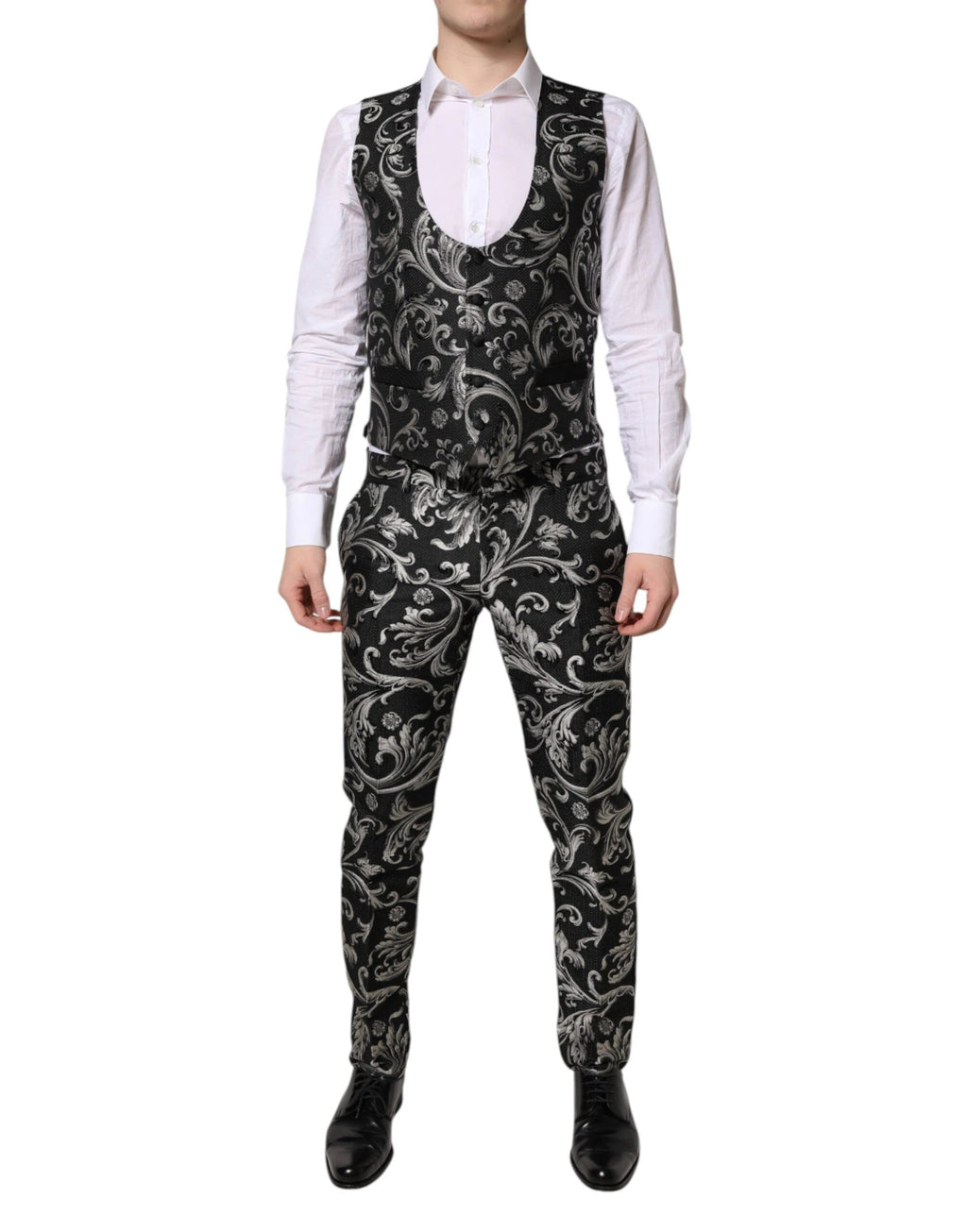 Dolce & Gabbana Black Gray MARTINI Jacquard Men 3 Piece Suit by Dolce & Gabbana