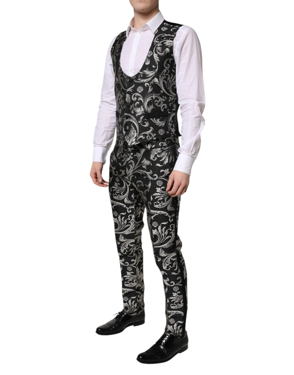 Dolce & Gabbana Black Gray MARTINI Jacquard Men 3 Piece Suit by Dolce & Gabbana