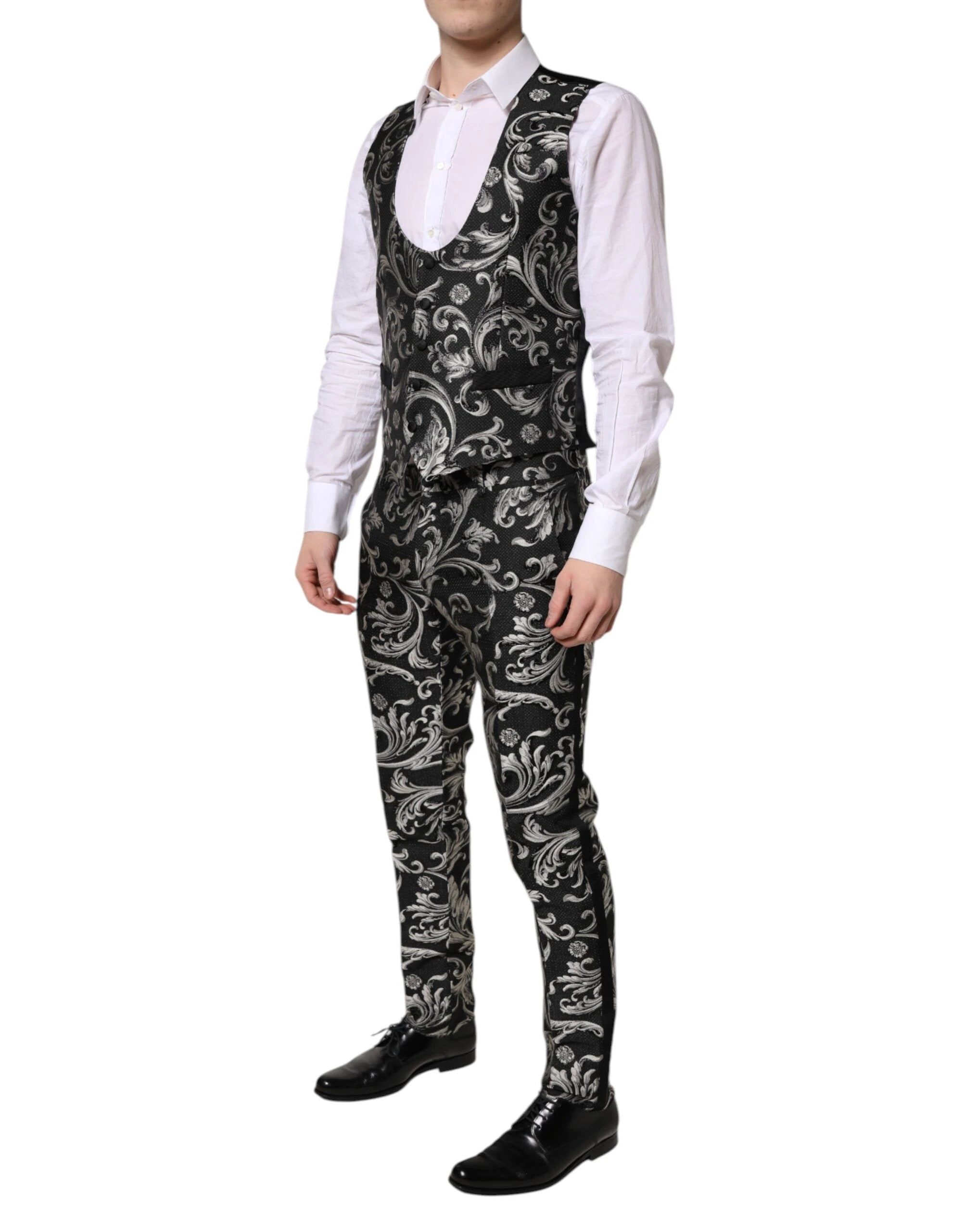 Dolce & Gabbana Black Gray MARTINI Jacquard Men 3 Piece Suit by Dolce & Gabbana