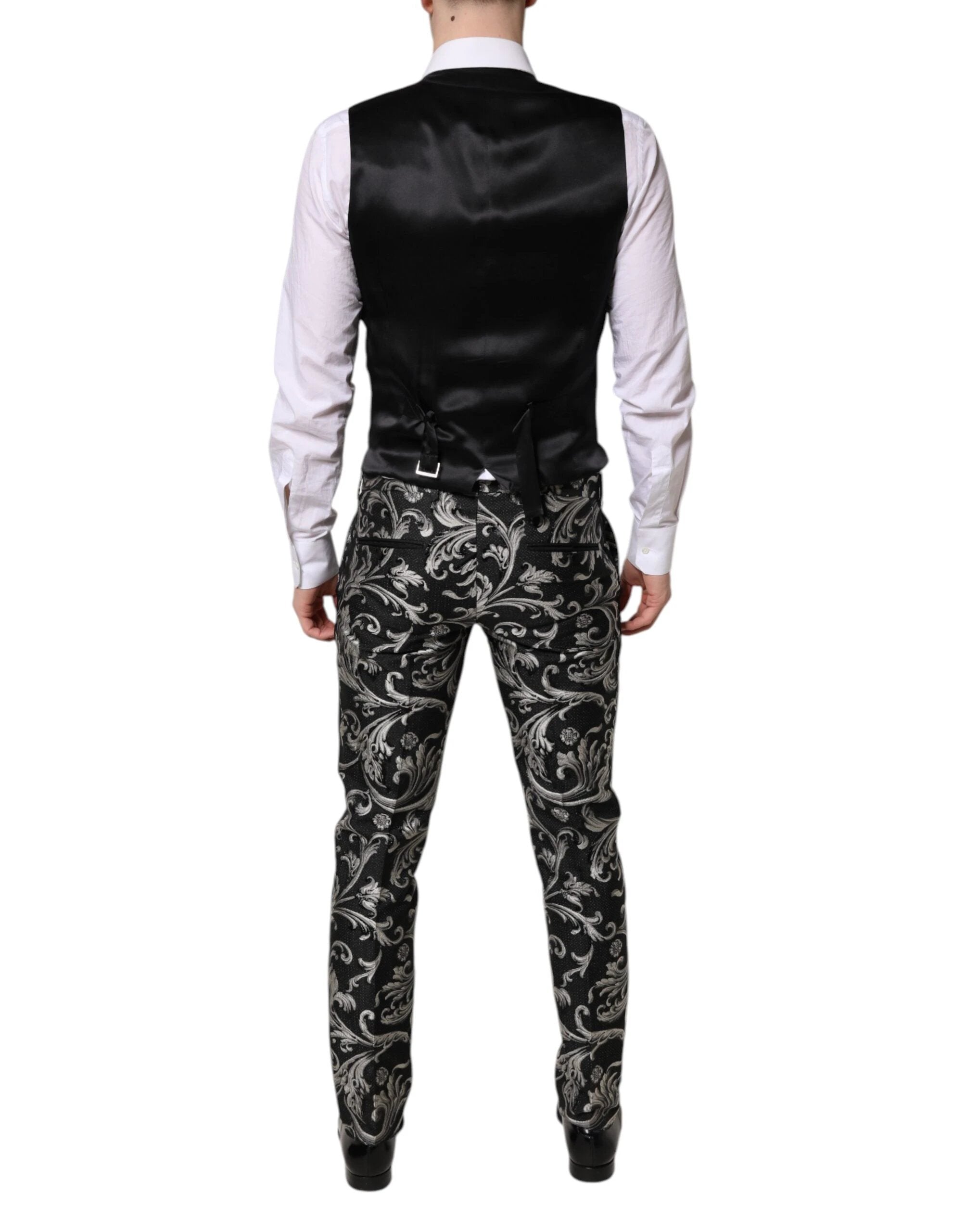 Dolce & Gabbana Black Gray MARTINI Jacquard Men 3 Piece Suit by Dolce & Gabbana