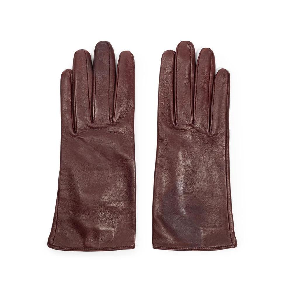 Dolce & Gabbana Burgundy Leather Gloves by Dolce & Gabbana
