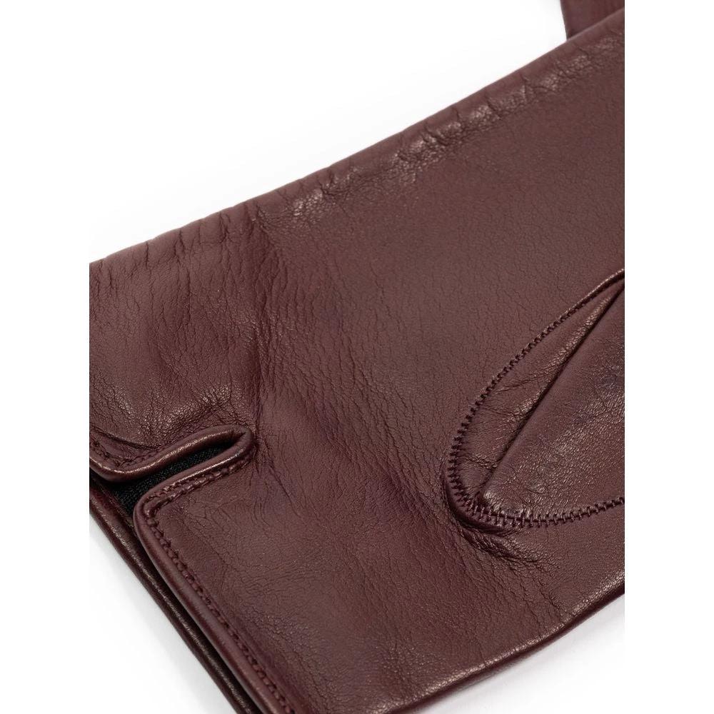 Dolce & Gabbana Burgundy Leather Gloves by Dolce & Gabbana