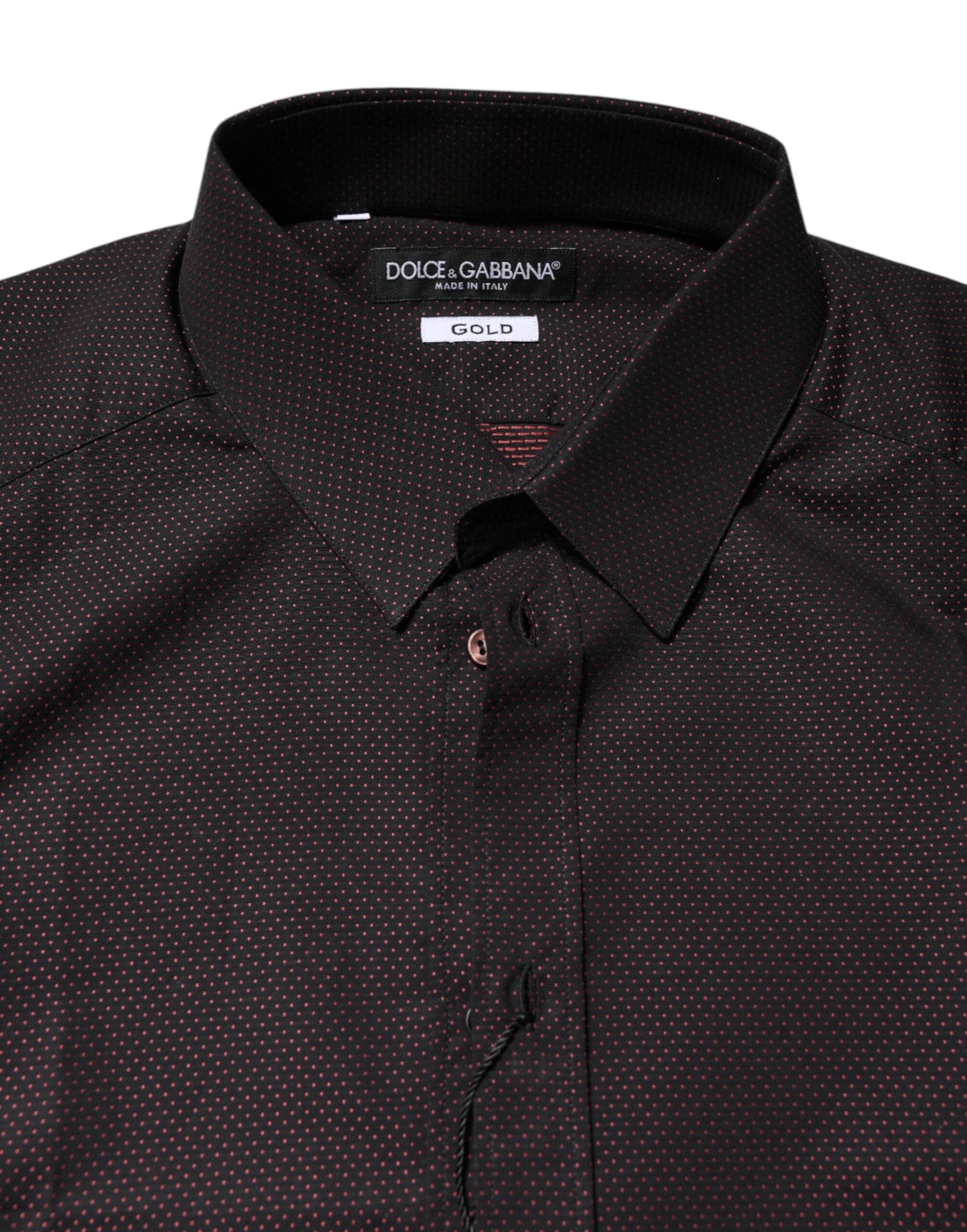 Dolce & Gabbana Maroon Jacquard Cotton GOLD Men Dress Shirt by Dolce & Gabbana