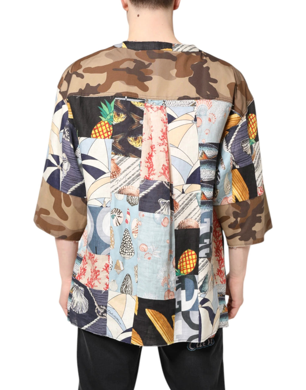 Dolce & Gabbana Multicolor Patchwork Short Sleeves Shirt by Dolce & Gabbana