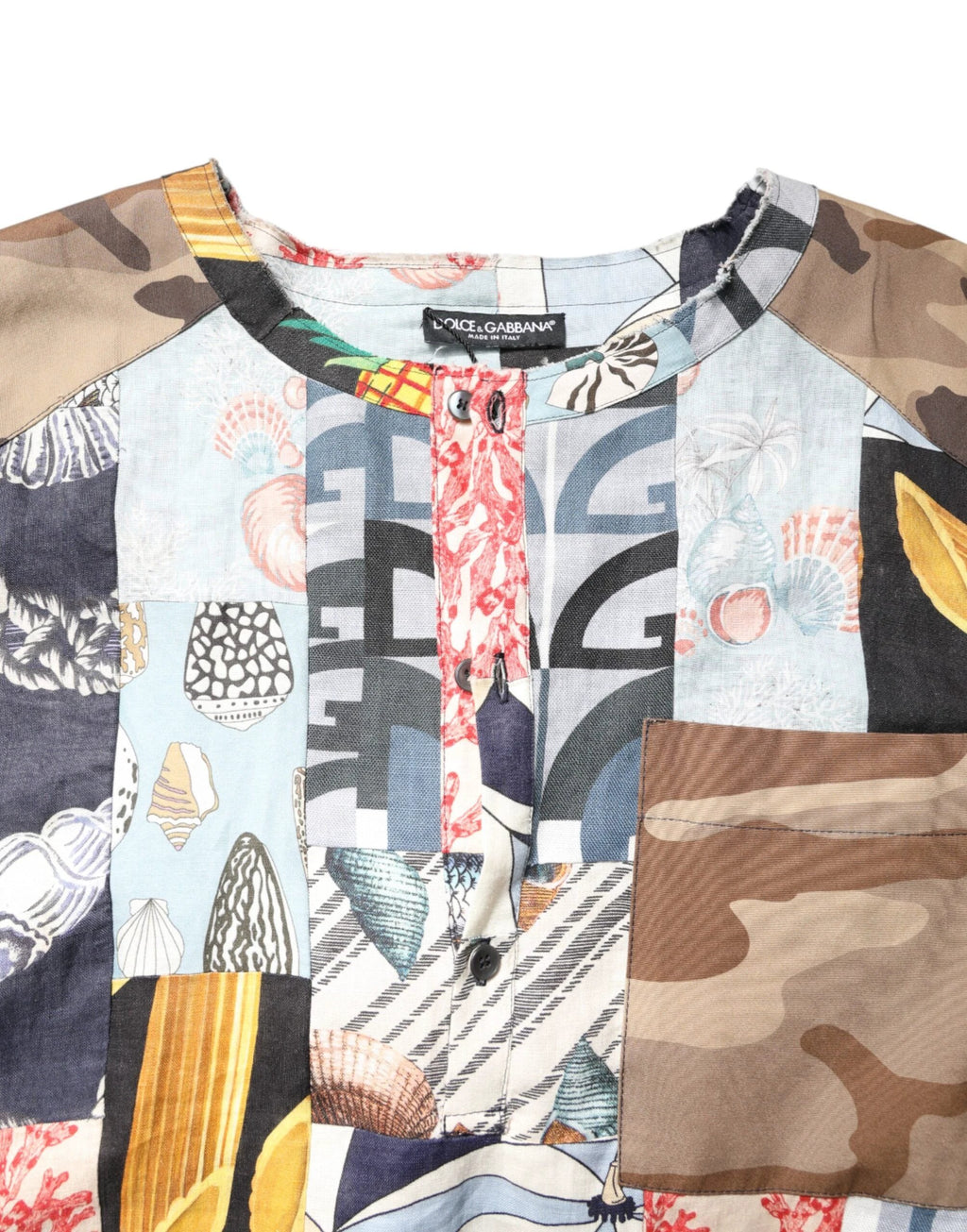 Dolce & Gabbana Multicolor Patchwork Short Sleeves Shirt by Dolce & Gabbana
