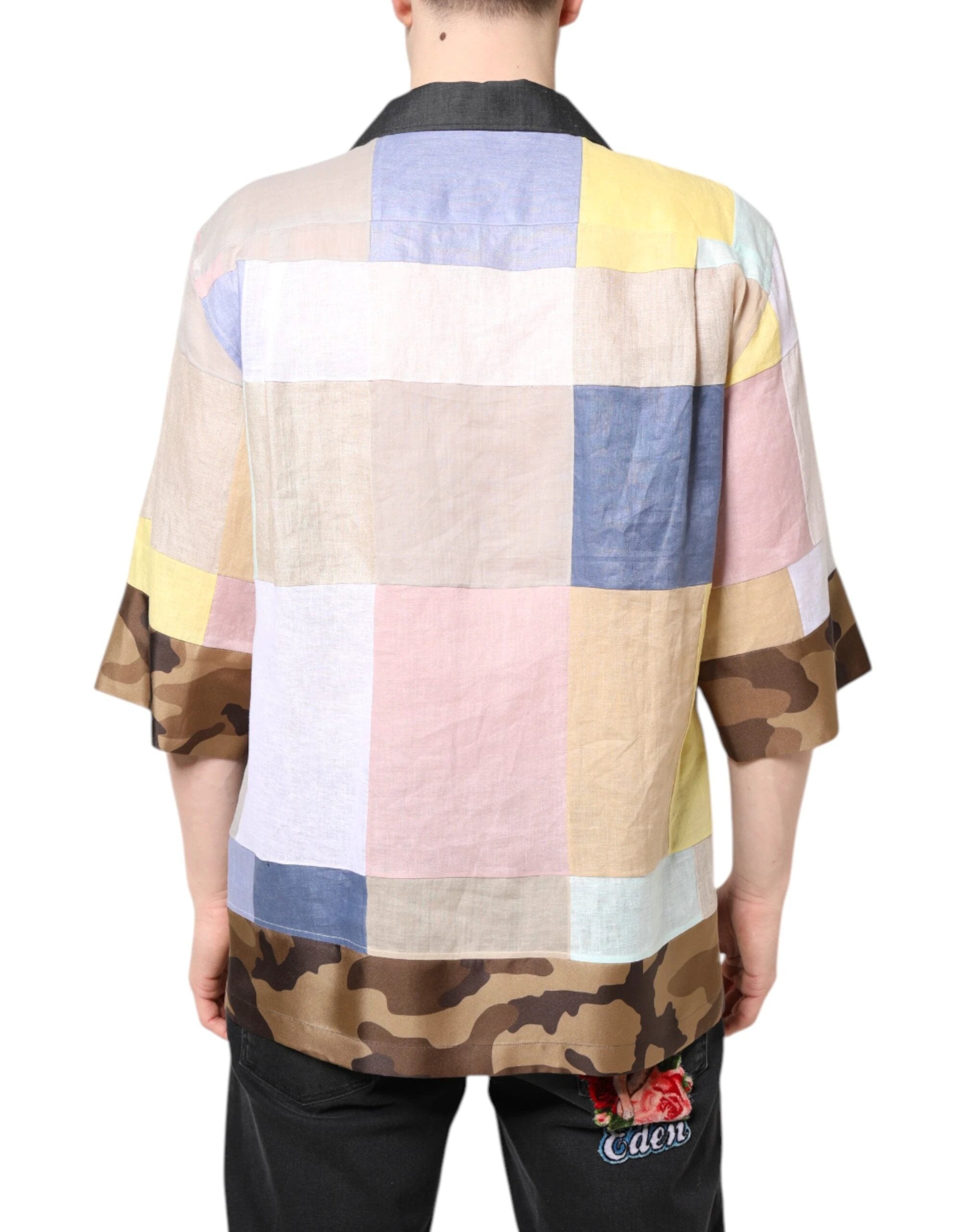 Dolce & Gabbana Multicolor Patchwork Short Sleeve Shirt by Dolce & Gabbana
