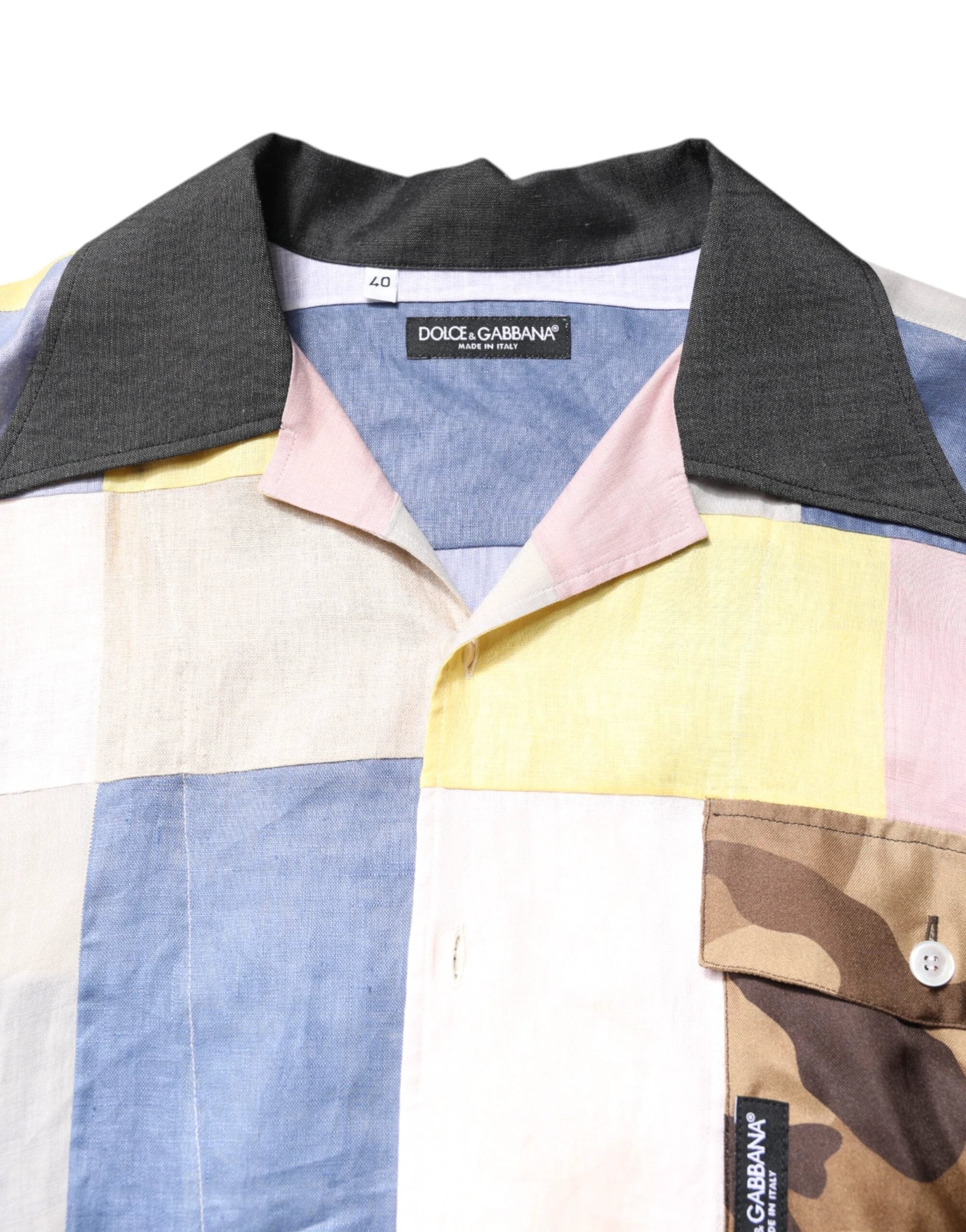 Dolce & Gabbana Multicolor Patchwork Short Sleeve Shirt by Dolce & Gabbana