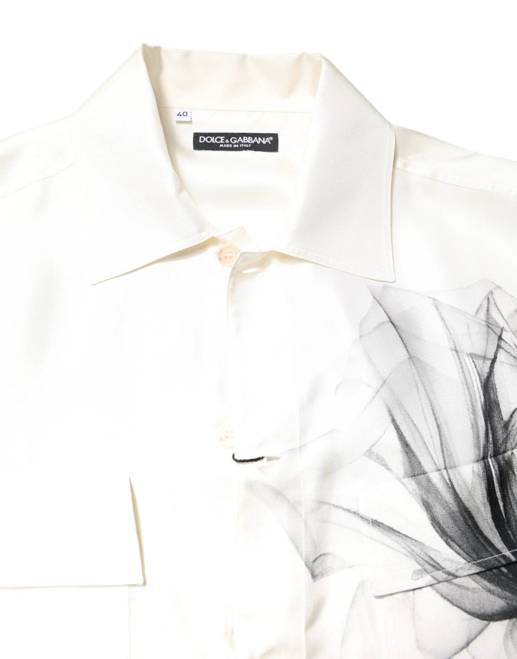 Dolce & Gabbana Ivory Silk Long Sleeves Men Casual Shirt by Dolce & Gabbana
