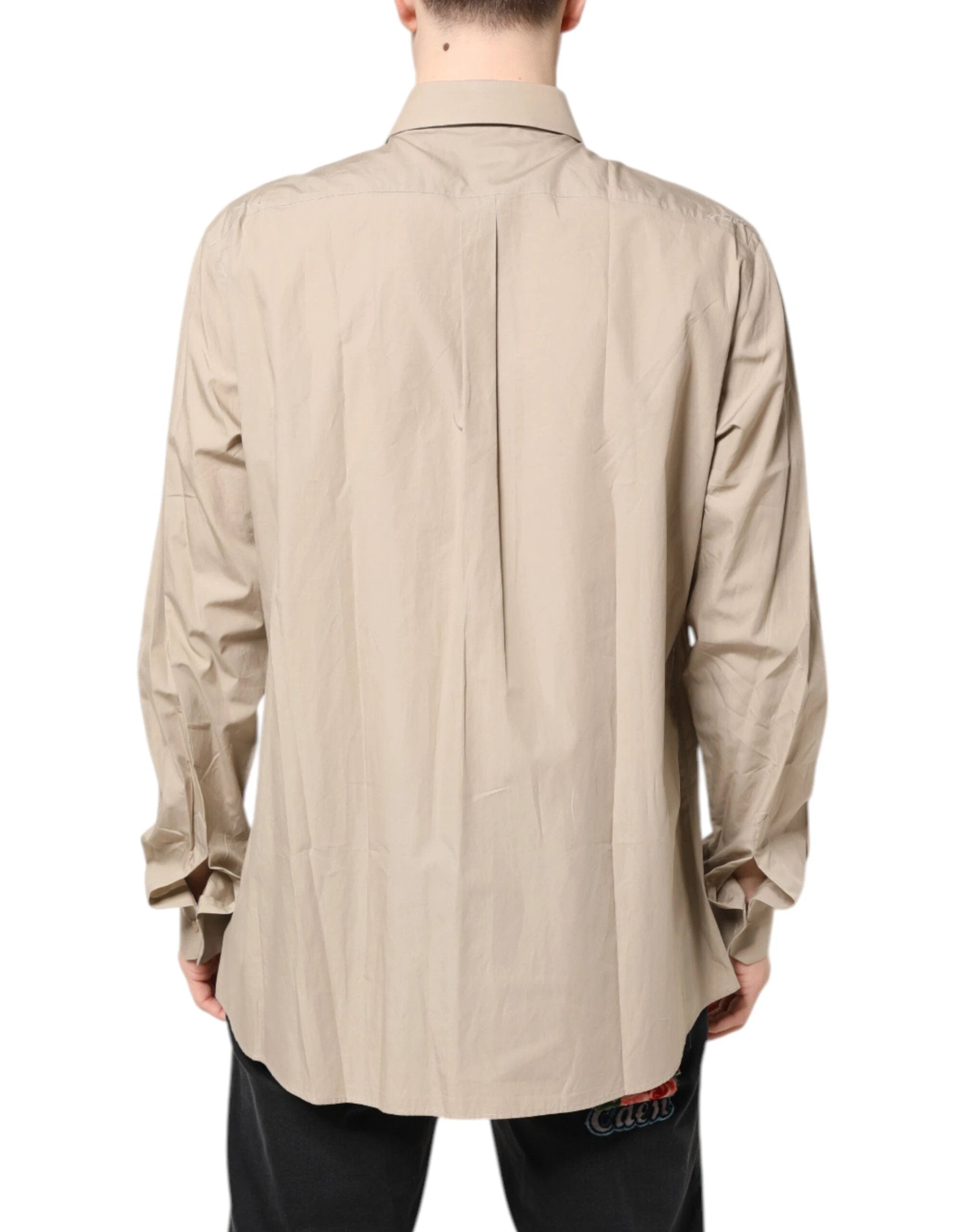 Dolce & Gabbana Beige Pin Up Print MARTINI Men Casual Shirt by Dolce & Gabbana