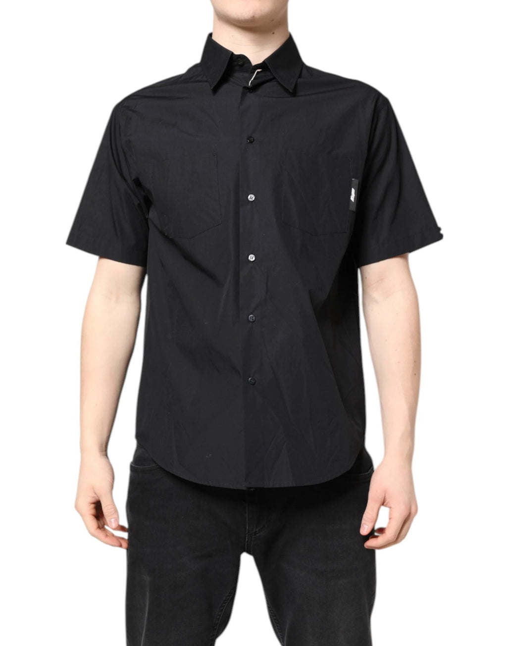 MSGM Black Printed Short Sleeves Collared Men Casual Shirt by MSGM