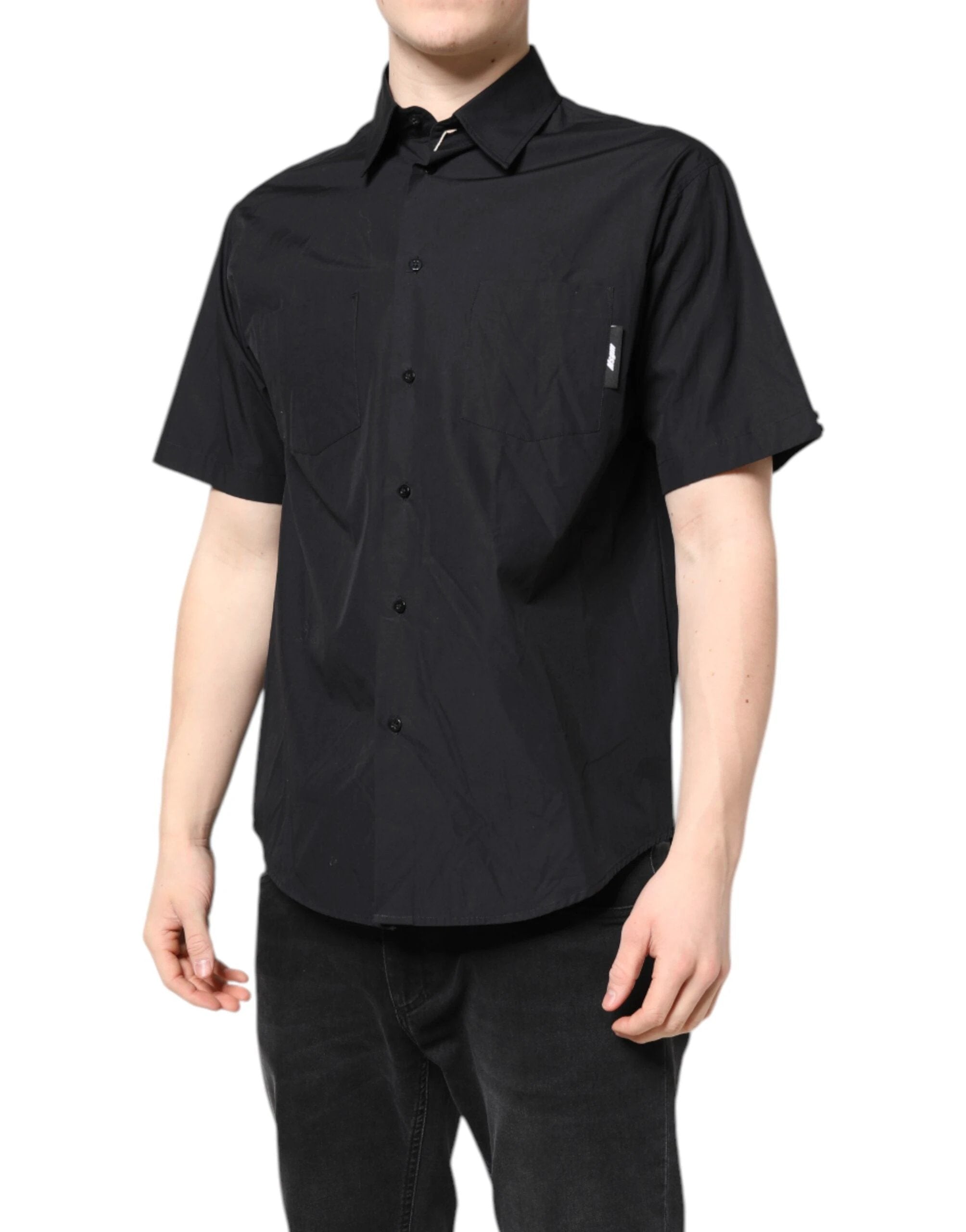 MSGM Black Printed Short Sleeves Collared Men Casual Shirt by MSGM