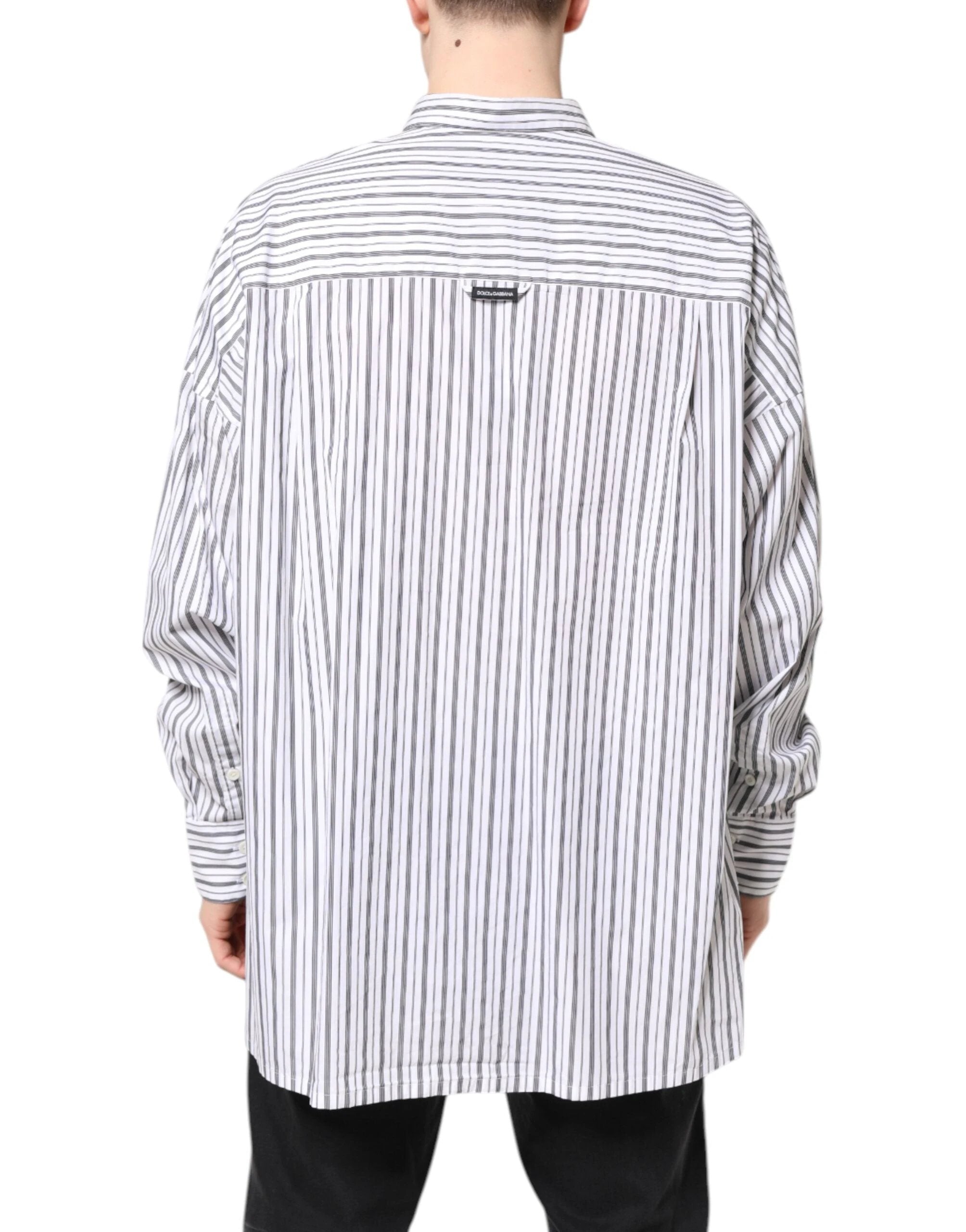 Dolce & Gabbana White Black Stripe Button Down Casual Shirt by Dolce & Gabbana