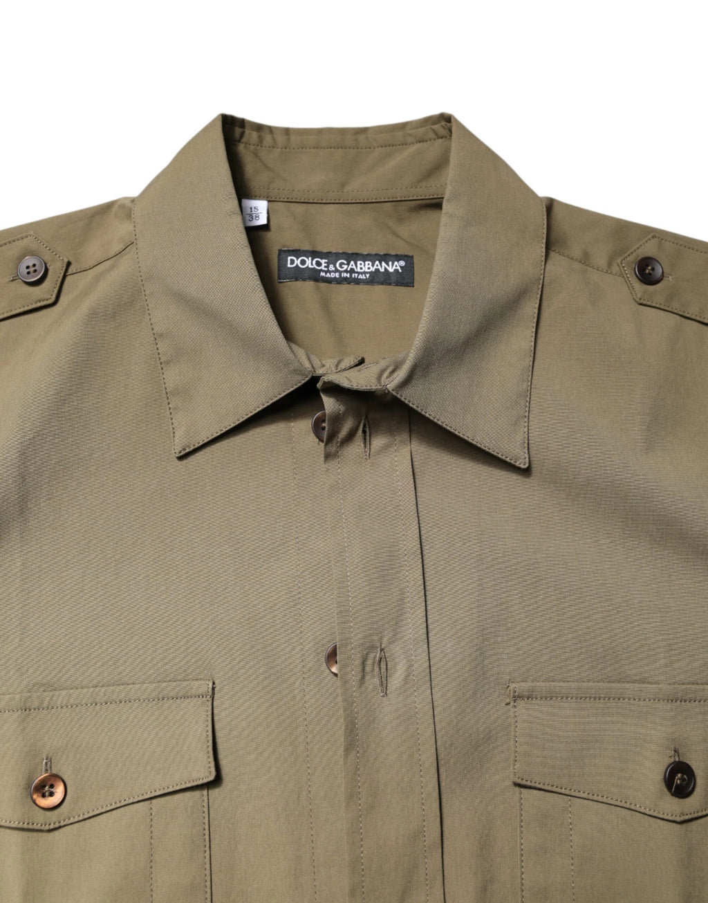 Dolce & Gabbana Brown Cotton Stretch Casual Long Sleeves Shirt by Dolce & Gabbana