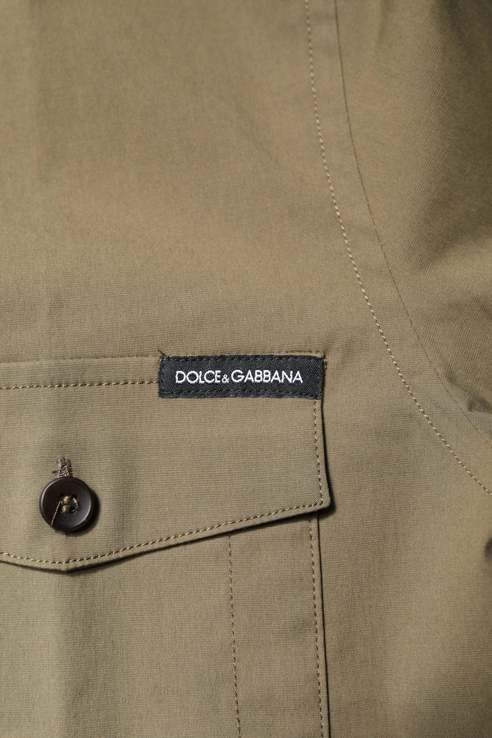 Dolce & Gabbana Brown Cotton Stretch Casual Long Sleeves Shirt by Dolce & Gabbana
