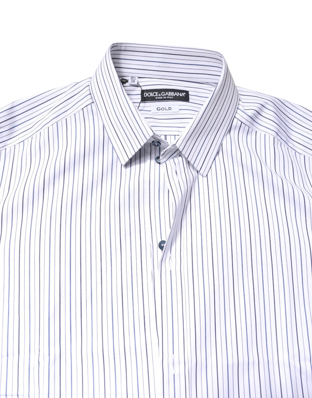 Dolce & Gabbana White Stripes GOLD Cotton Formal Shirt by Dolce & Gabbana