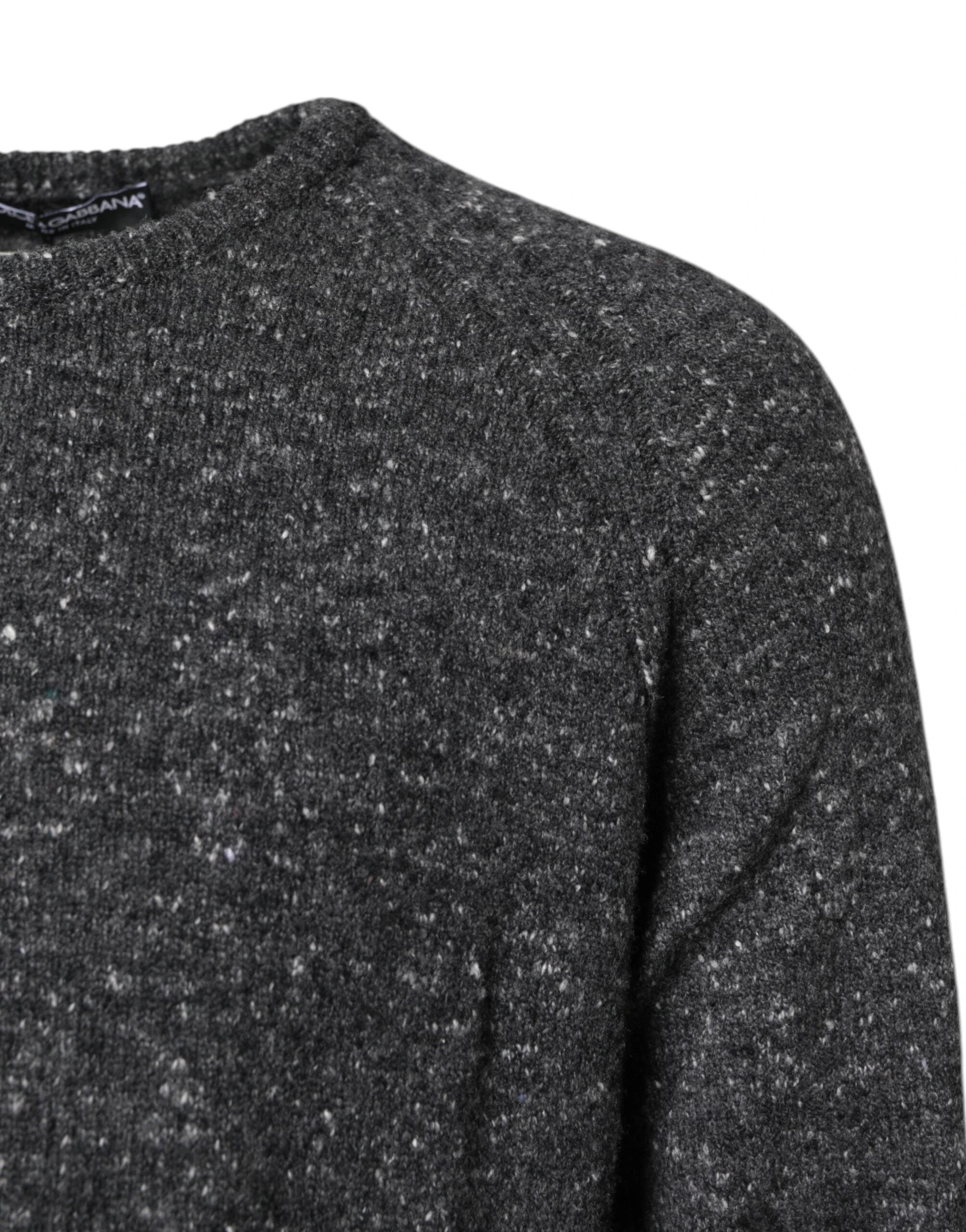 Dolce & Gabbana Gray Wool Knitted Round Neck Pullover Sweater by Dolce & Gabbana