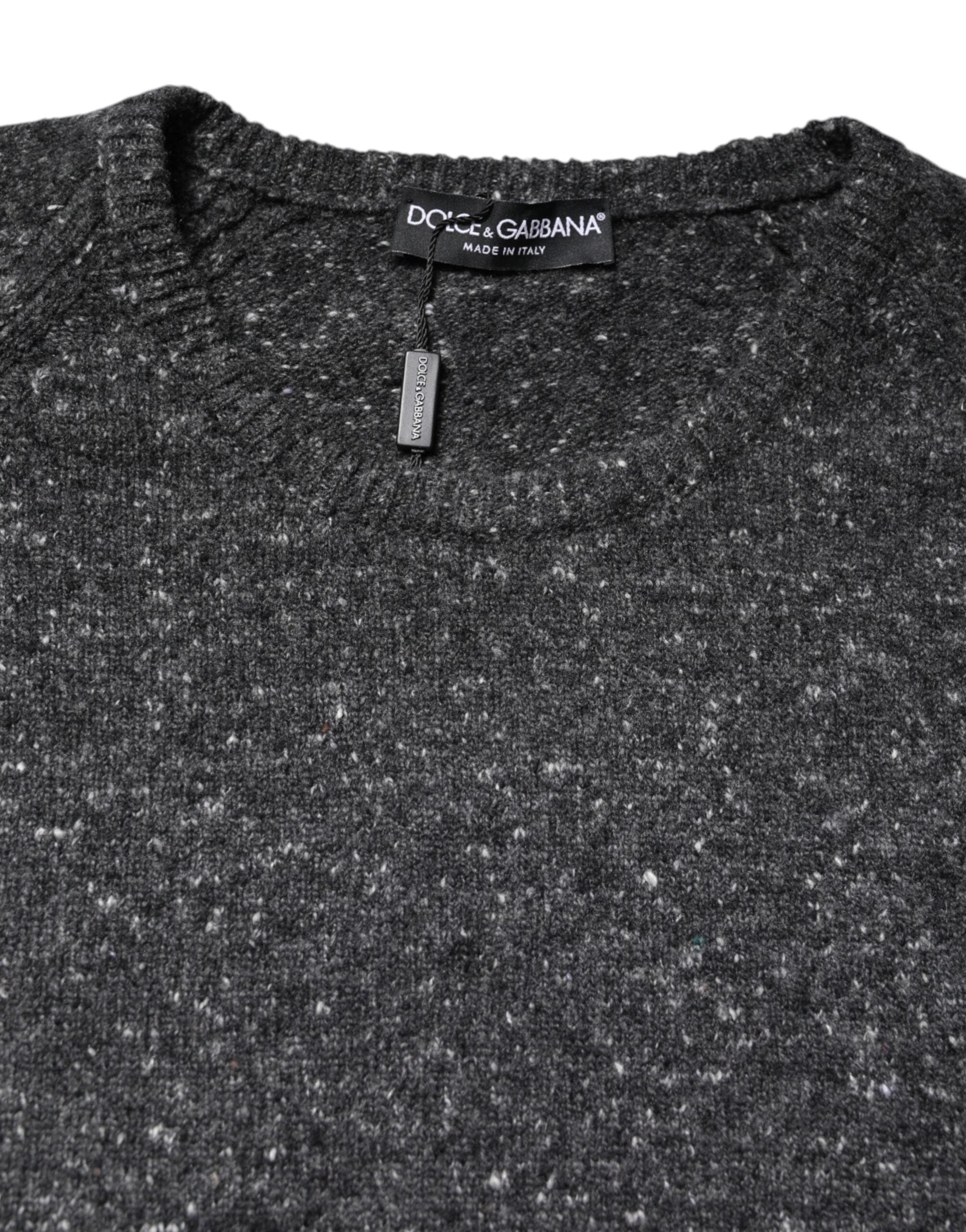 Dolce & Gabbana Gray Wool Knitted Round Neck Pullover Sweater by Dolce & Gabbana