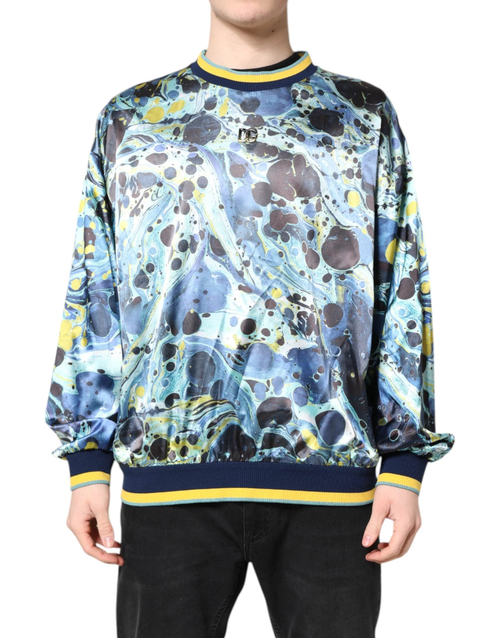 Dolce & Gabbana Multicolor Marble Print Men Pullover Sweater by Dolce & Gabbana