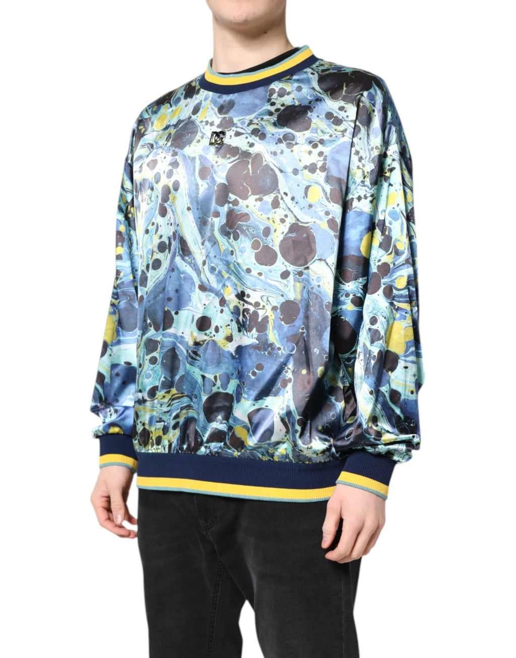 Dolce & Gabbana Multicolor Marble Print Men Pullover Sweater by Dolce & Gabbana