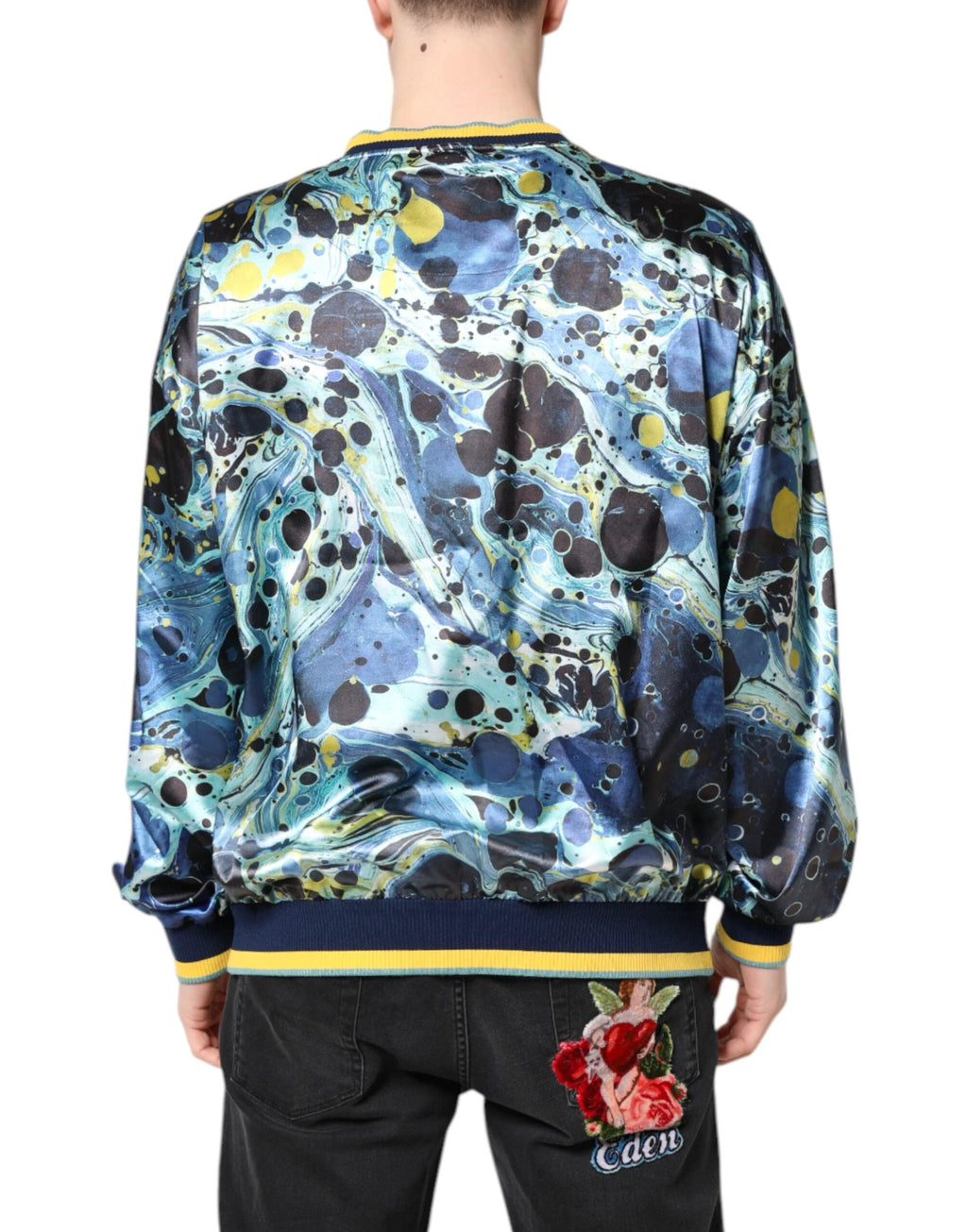 Dolce & Gabbana Multicolor Marble Print Men Pullover Sweater by Dolce & Gabbana