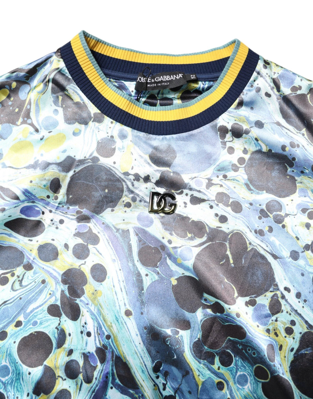 Dolce & Gabbana Multicolor Marble Print Men Pullover Sweater by Dolce & Gabbana